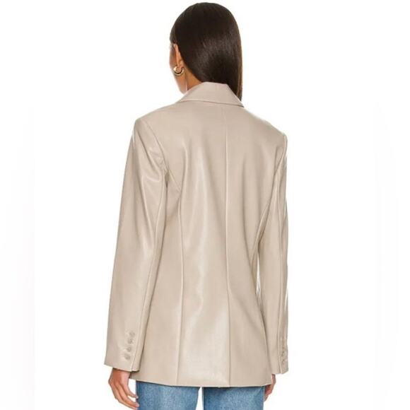 Jonathan Simkhai Raelynn Stretch Vegan Faux Leather Blazer Light Grey / Beige XL - Picture 3 of 11